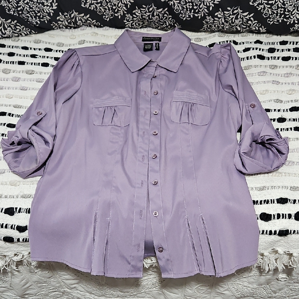Cotton Express Lavender Button-Front Blouse